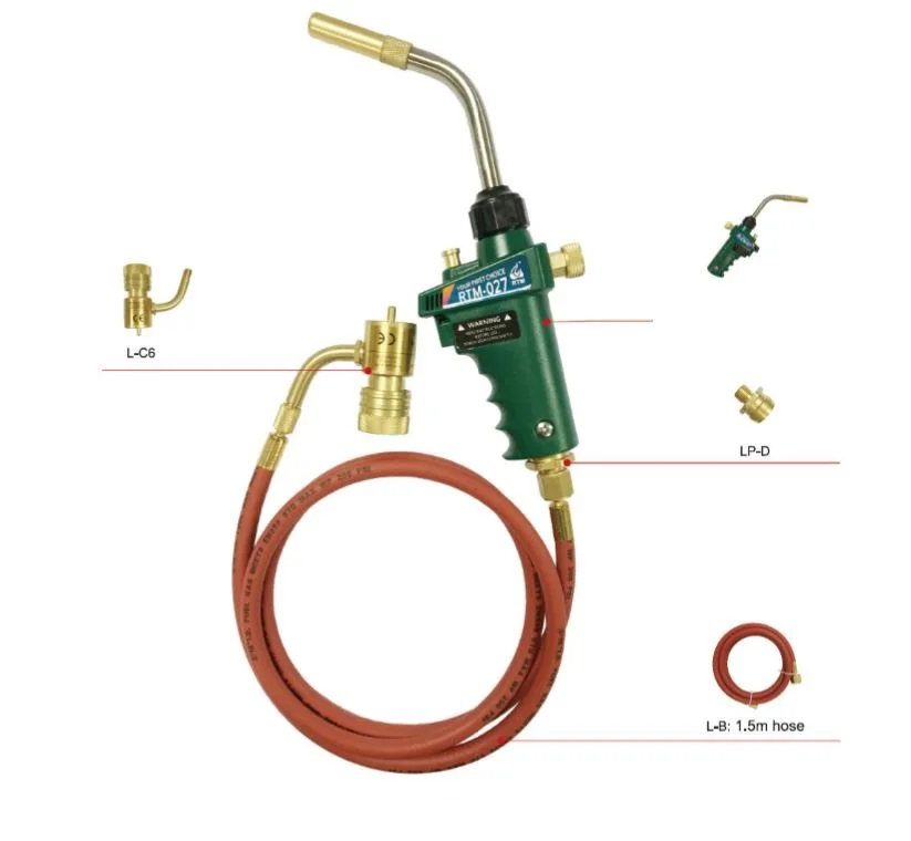 Газовый сварочный фонарь с самовоспламенением 1,5 м(5 футов) шланг газовая паяльная горелка пайка закалка барбекю горелка CE HVAC Ручная горелка для МАПП газа