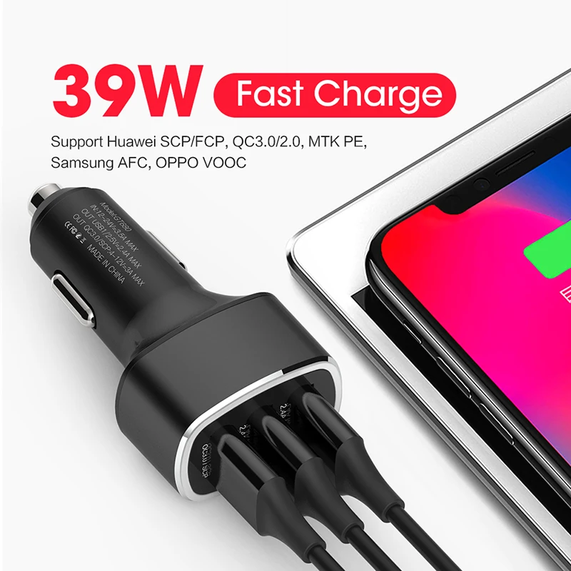 Зарядное устройство автомобильное зарядное 3 0 разъем для прикуривателя USB