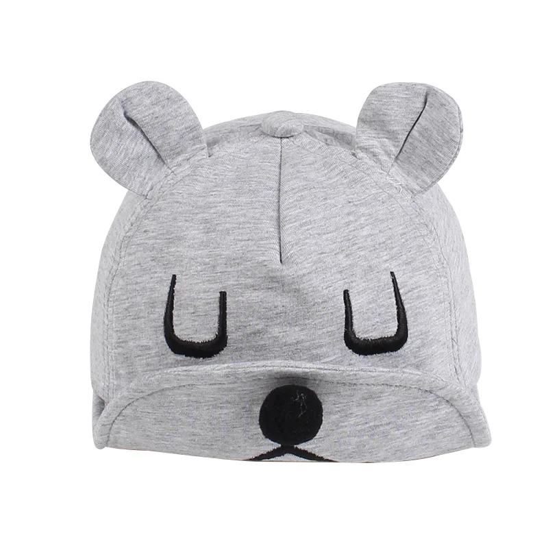 Soft Baby Baseball Cap Bear Ears Baby Hat  Cotton Autumn Infant Cap For Boys Girl Solid Cartoon Sun Hat Black Pink Gray Kids Cap (3)