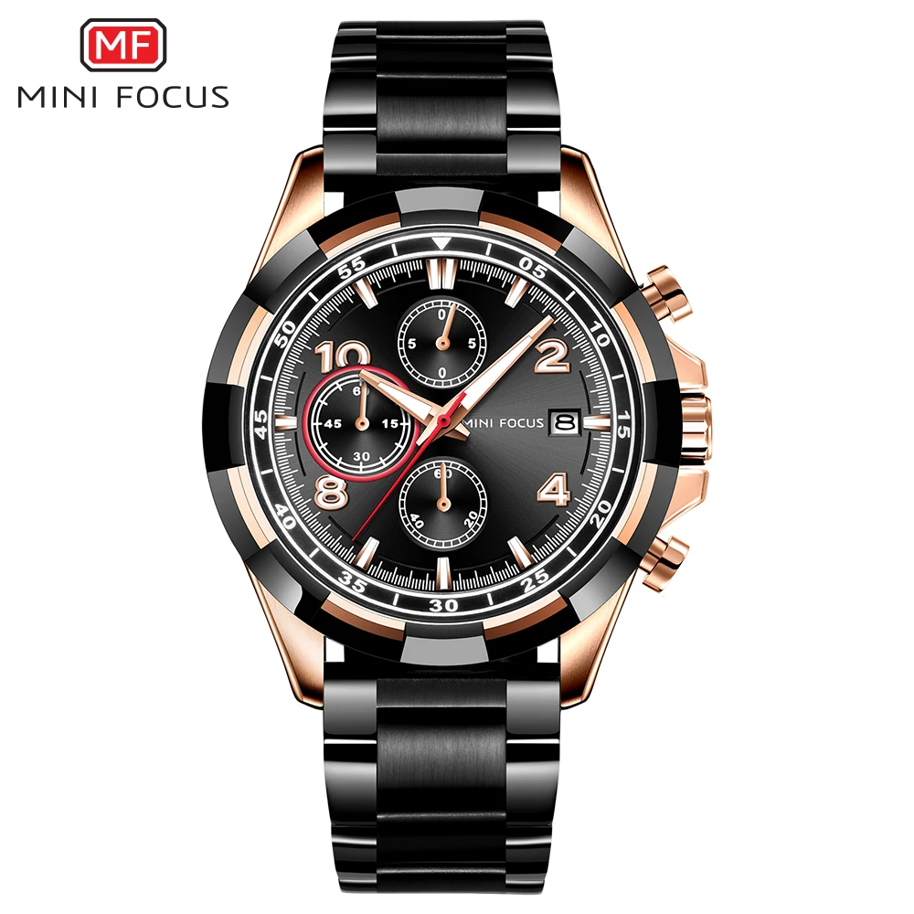 MINIFOCUS Men Watch Date Week Sport Mens Watches Chronograph Top Brand Luxury Waterproof Stainless Quartz Male Business Clock