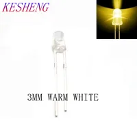 100PCS Lente bianca A LED 3 millimetri Bianco Caldo Rotondo Top Trasparente Ultra Luminoso 3 millimetri LED Light Emitting Diode lampada