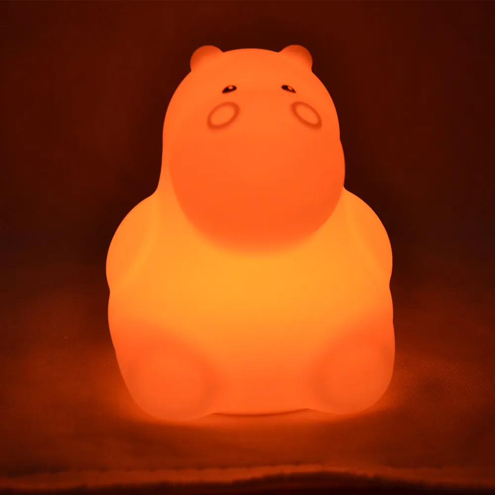 SuperNight Cute Cartoon Hippo LED Night Light Touch Sensor Remote 9 Colors USB Silicone Kids Children Baby Bedside Table Lamp (8)