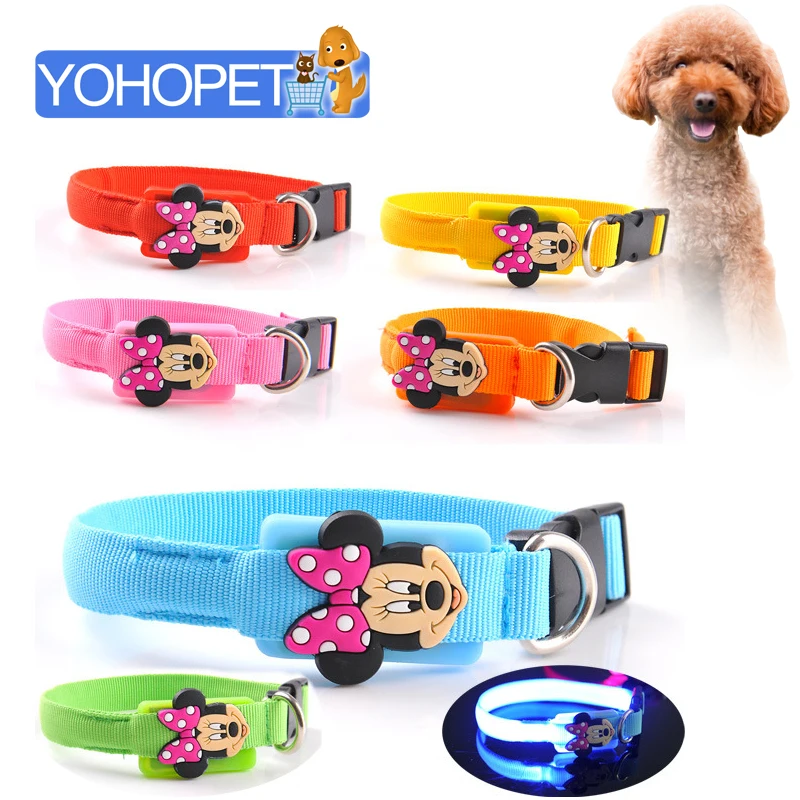 

Led Nylon Collar Led Pet Cat Dog Led Leash Luminous Necklace The Cartoon Does Not Fall Off Pet Neck Ring Dog Leash Puppy Collar