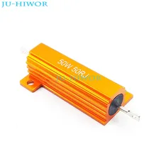 (2pcs/lot) RX24 50 Ohm 50R 50W 50Watts Aluminium Housed High Power Resistor Metal Shell Heatsink Resistor 50ohm Resistance