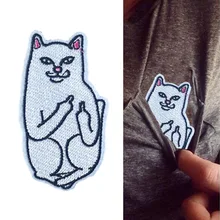 

Pocket Cat Embroidery Patches for Clothing Lord Nermal Ironing Stickers DIY Sew On Badges Patch Decorative Appliques Supplies