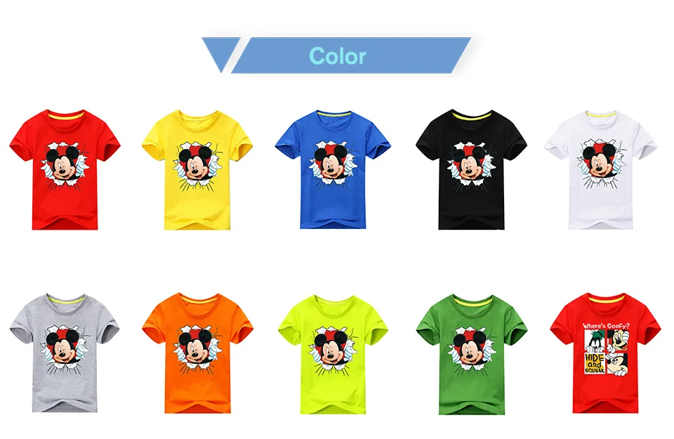 2018 Girl Summer Short Sleeve 3D Mickey Print T-shirts For Boy Cotton Tee Tops Clothes Children O-Neck T Shirt Costume Kid DX012 (2)