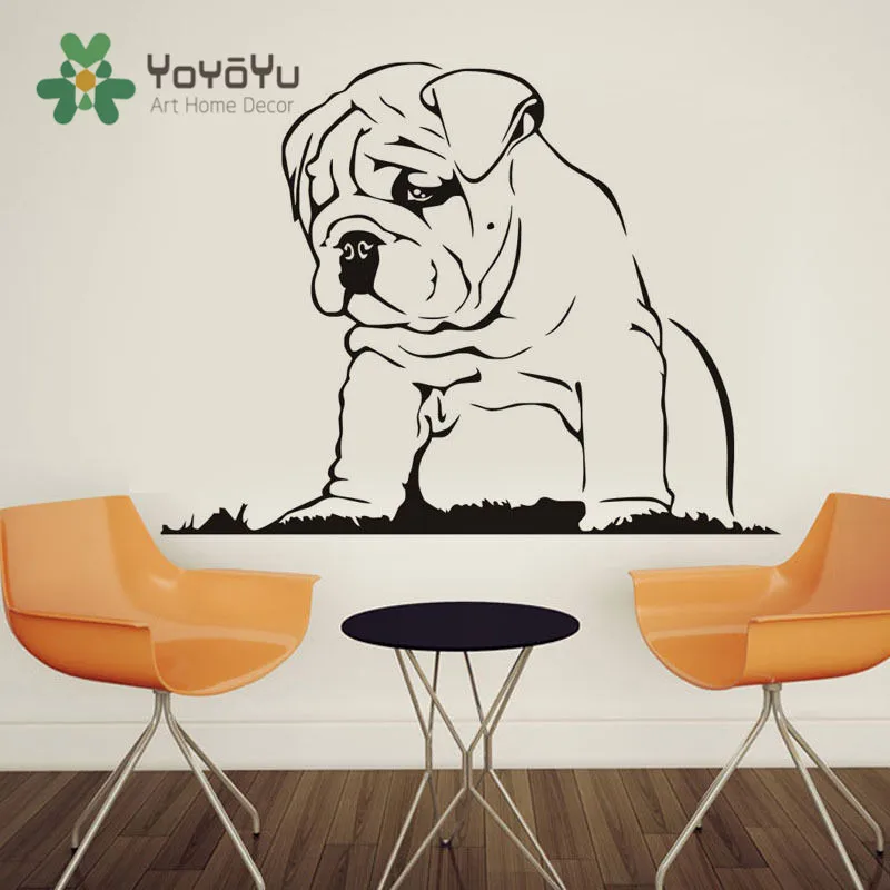 

Removable Art Home Decor Languid Dog Vinyl Wall Sticker Bulldog Puppy Animal Wall Decal Home Decoration Art Mural NY-7