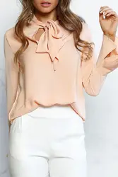 2018 Мода бинты рубашка Для женщин Повседневное Блузка с длинными рукавами рубашки летние Свободные Блузка