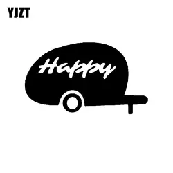 YJZT 16,2 см * 9,5 см мультфильм Happy Camper мотоцикл винил автомобиля Стикеры наклейки Черный/Серебряный C11-1342