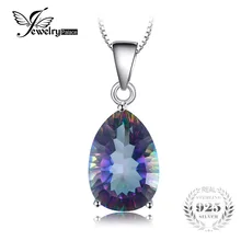 JewelryPalace Pear 4.5ct Genuine Rainbow Fire Mystic Topaz Pendant For Women Solid 925 Sterling Silver Jewelry Not Include Chain