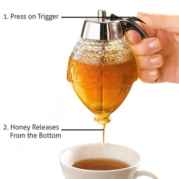 

200ml Honey Syrup Maple Pancake Syrup Dispenser Jar Kettle Storage Kitchenware