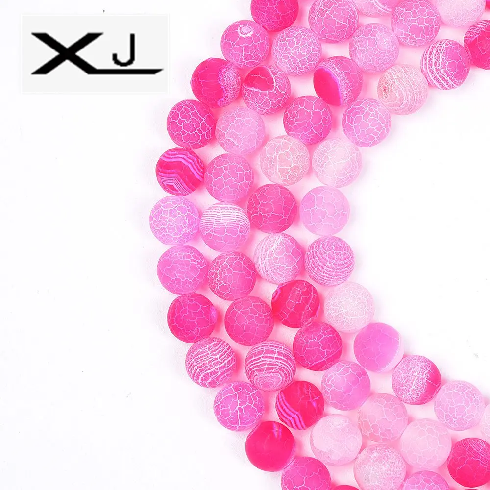 

XIN JIAO Weathered Lace Frost Agates Onyx Round Beads 4 6 8 10 12MM For Jewelry Making Diy Bracelet Necklace