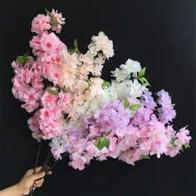 10 шт. шелковые цветы вишни ветви дерева искусственные японская Сакура цветок стебель для события Свадебные украшения для деревьев декоративные цветы