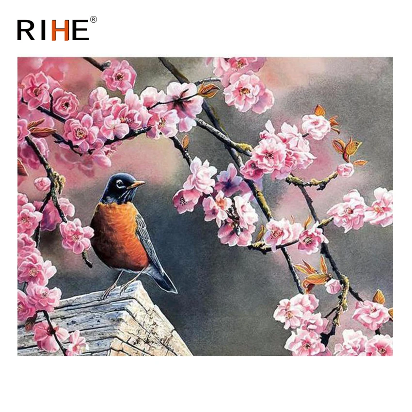 

RIHE Wintersweet Diy Painting By Numbers Bird Oil Painting On Canvas Hand Painted Cuadros Decoracion Acrylic Paint Home Decor