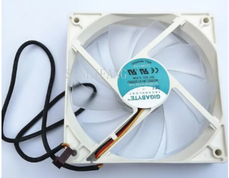 

Free shipping for Genuine 12025 12CM 12V 0.40A R121225BU 3-line double-ball blue-light fan with large volume