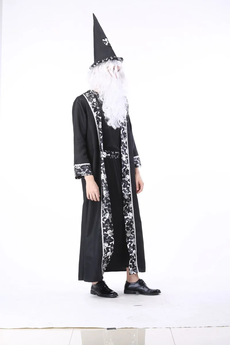Пурим карнавальное костюмы на Хэллоуин Череп Мастер костюм волшебника для мужчин ведьмы косплэй для женщин Необычные Косплей халат платье