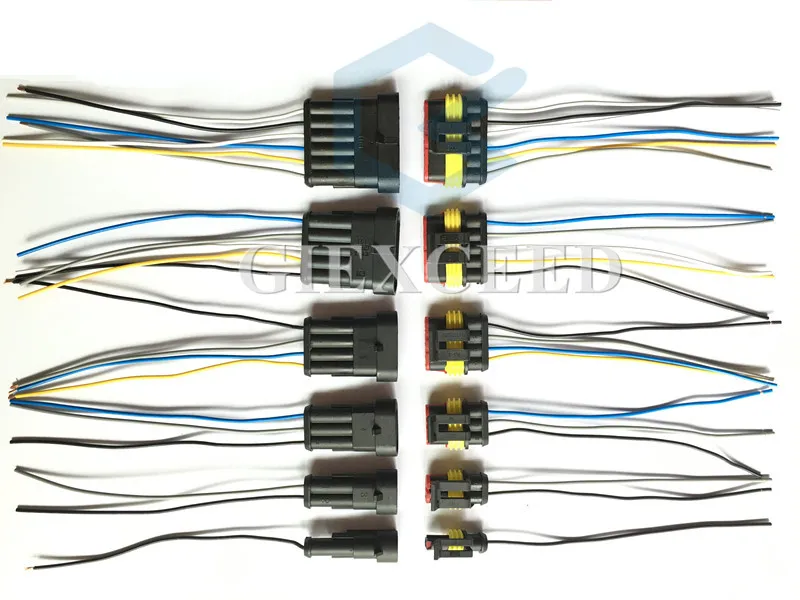 Superseal 1 5 комплект AMP Tyco 1/2/3/4/5/6 Pin водонепроницаемый Электрический провод