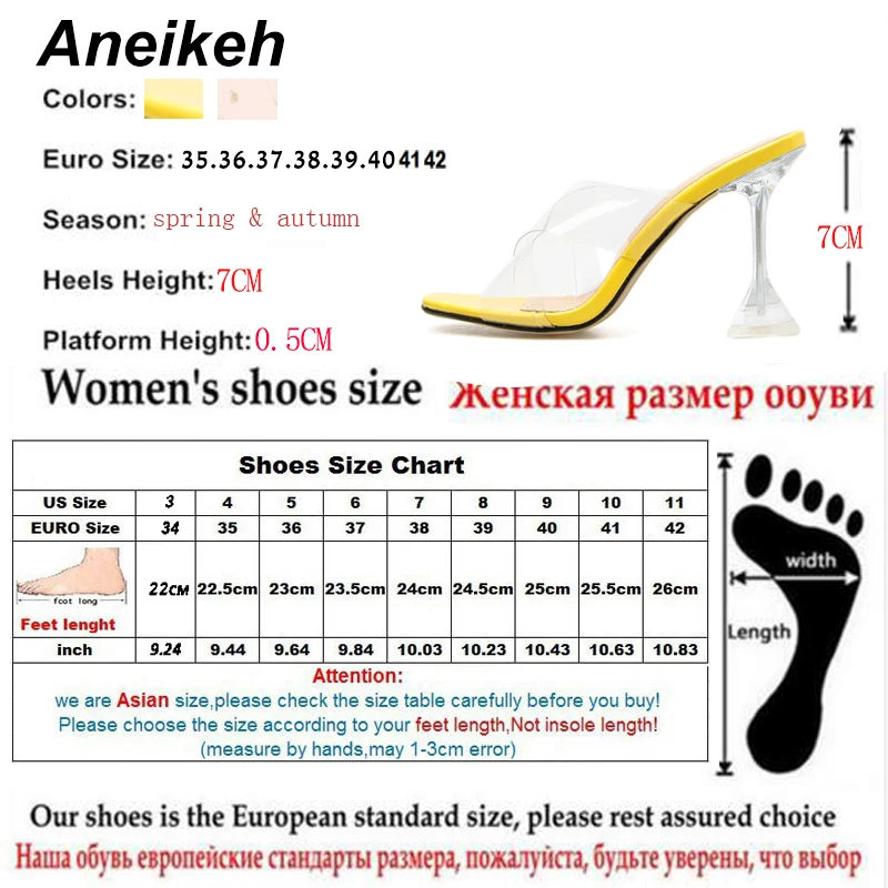 Aneikeh/тапочки без шнуровки на тонком каблуке; шлепанцы без задника; тапочки из ПВХ-желе с открытым носком на высоком каблуке-шпильке; женские прозрачные туфли на каблуке 7 м