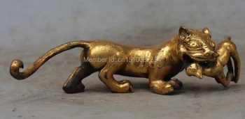 

9" lucky China Bronze 24K Gold Gilt PiXiu Phylactery Guardian Beast Deer Statue
