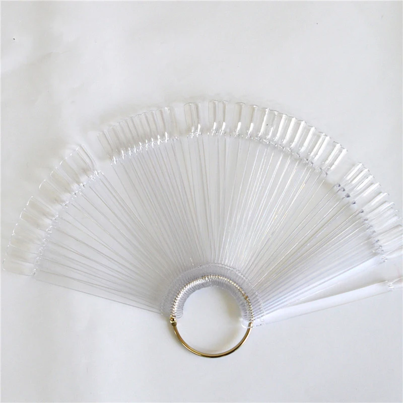 

50tips False Nail Art Tips Sets Board Fan Shape Display Tools Polish Gel Practice Clear Transparent Decoration