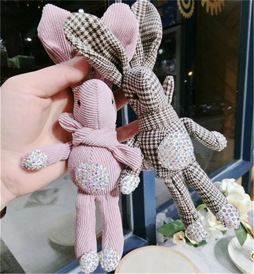 Корея ткани ручной работы мультфильм кролик медведь горный хрусталь брелок сумка автомобиль кулоны для взрослых Для женщин модная одежда