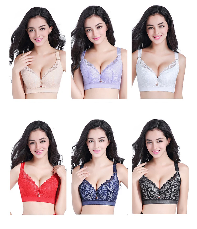 Jerrinut Plus Size Bras For Women Sexy Lace Bra Bralette Underwire Full Cup Super Push Up Brassiere D E Cup 105 110 Intimates 9