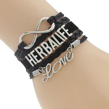 New Infinity Love Herbalife Bracelet Handmade Blue with Neon Green Leather Braided Retro Strand Bracelet Bangle