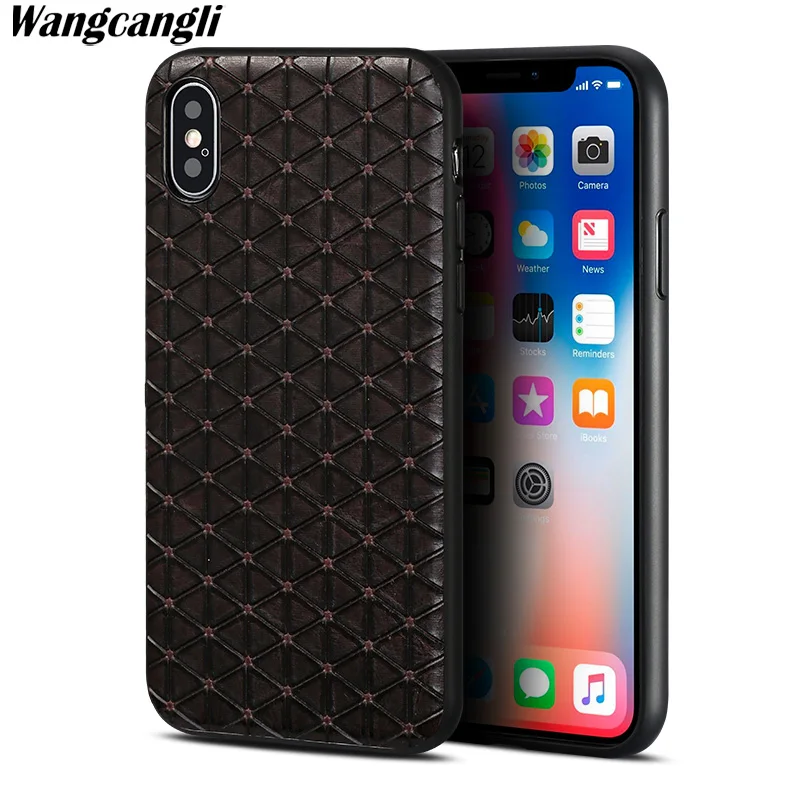 

Wangcangli Business top layer cowhide custom mobile phone full case for for iPhone X triangle mobile phone all-inclusive