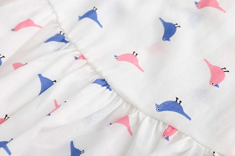 2018 Hot Summer 2 3 4 6 8 9 10Years Thin Sweet Cute Cartoon Animal Print Blouse Baby Kids Girls Short Lantern Sleeve Dress Shirt (26)