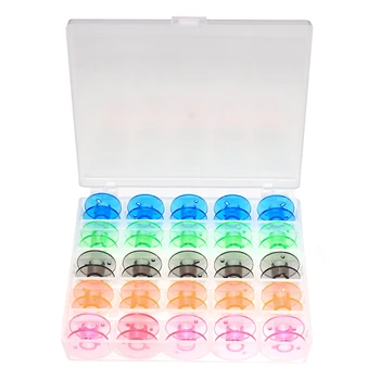 

Bulk 25Pcs/Set Empty Bobbins Sewing Machine Spools Colorful Plastic Case Storage Box For Women DIY Scarf Tools Sewing Machine