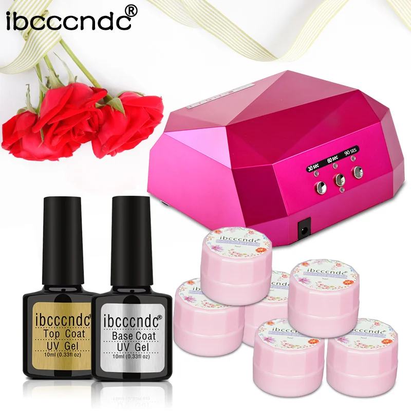 

6 Pcs 6ml Natural Dried Flowers Ge Nail Polish UV Top And Base Coat Diamond Nail Dryer UV Lamp Semi Pernament Varnish Nail Art