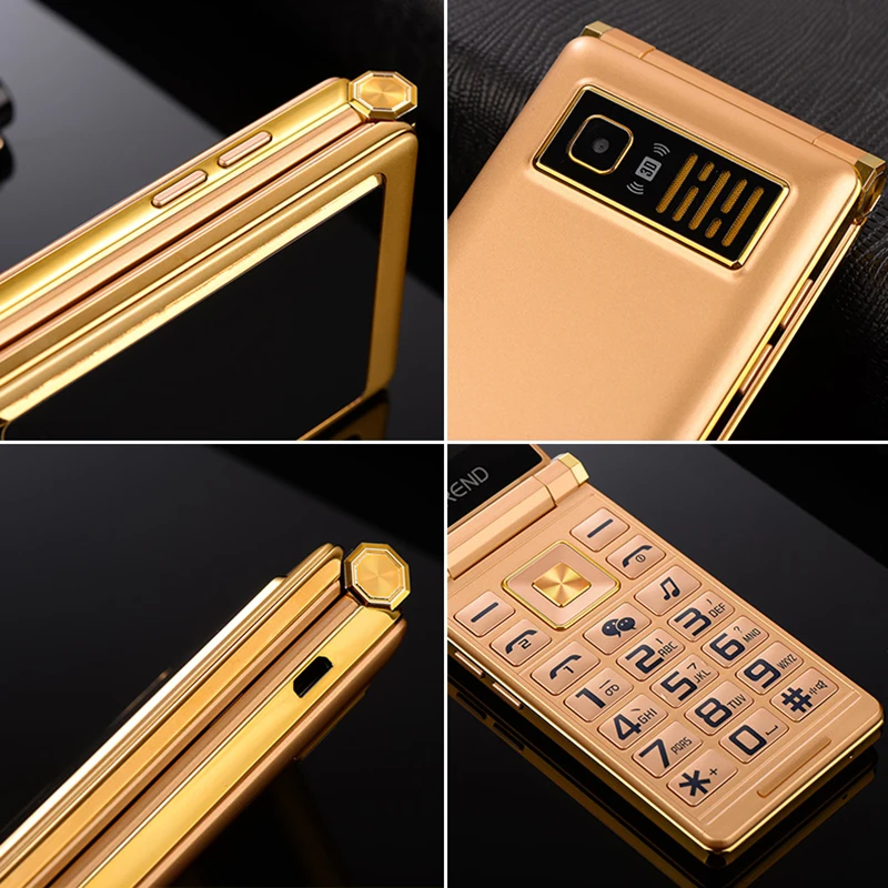  Free Headphone Flip Dual Screen Phone Support Russian Keyboard Cheap Senior Touch Mobile CellPhone 