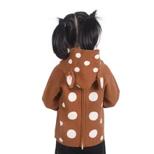 INS/милый Детский кардиган с 3D рисунком оленя для девочек, модный свитер с капюшоном для девочек весенняя одежда, верхняя одежда для детей от 1 до 5 лет