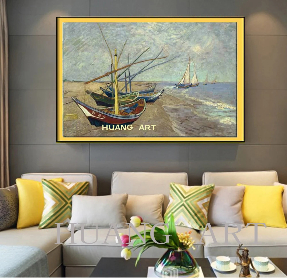 Морской пейзаж рядом с Les Saintes Maries De La Mer от Vincent Van Gogh картина маслом Rep ручная