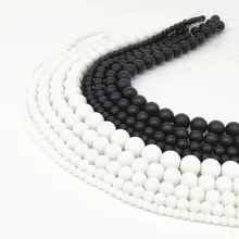 natural stone White Black Dull Polish Matte Onyx Agata Round Beads 16"/Strand 4 6 8 10 12 14 MM Pick Size