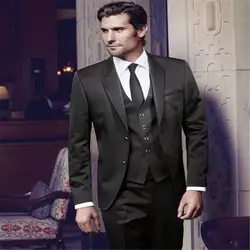 Новейший умный черный костюм Лучший мужской костюм/мужчины женятся на двух костюмах/бальное платье/пуговицы на воротнике (пальто + брюки +