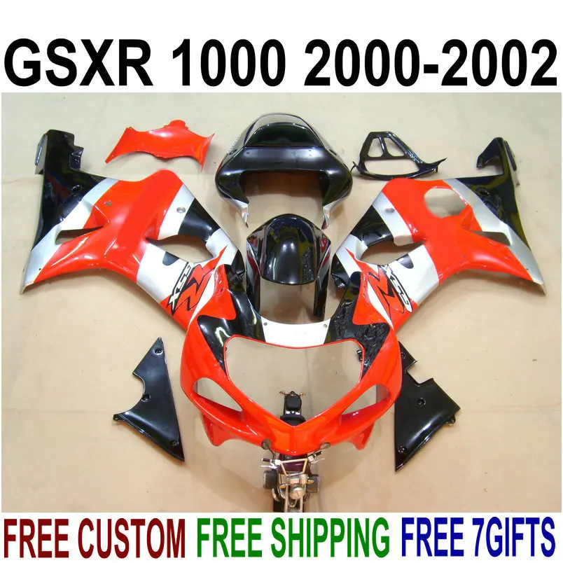 Motorcycle fairing kit for suzuki gsxr1000 00 01 02 red silver black