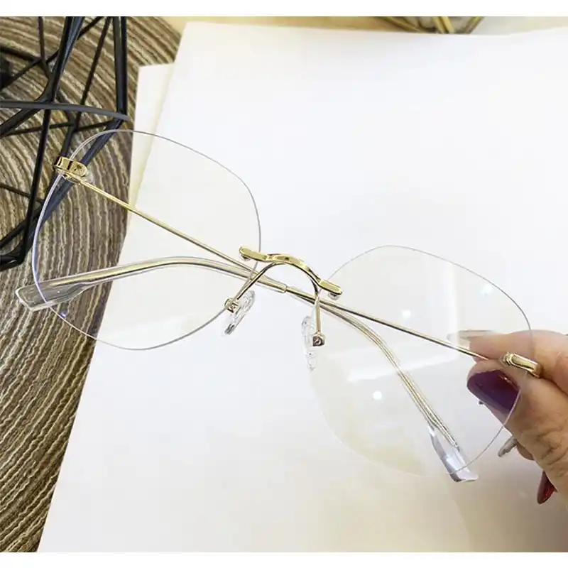 large rimless eyeglasses