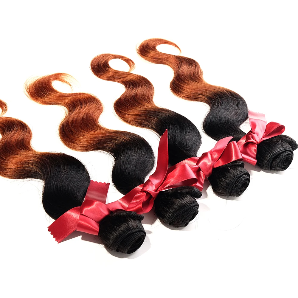EVET Ombre Brazilian Virgin Hair Body Wave Human Hair Extension 1 Pcs Lot Hair Product two tone T1B/30 Blonde Hair Weave Bundles