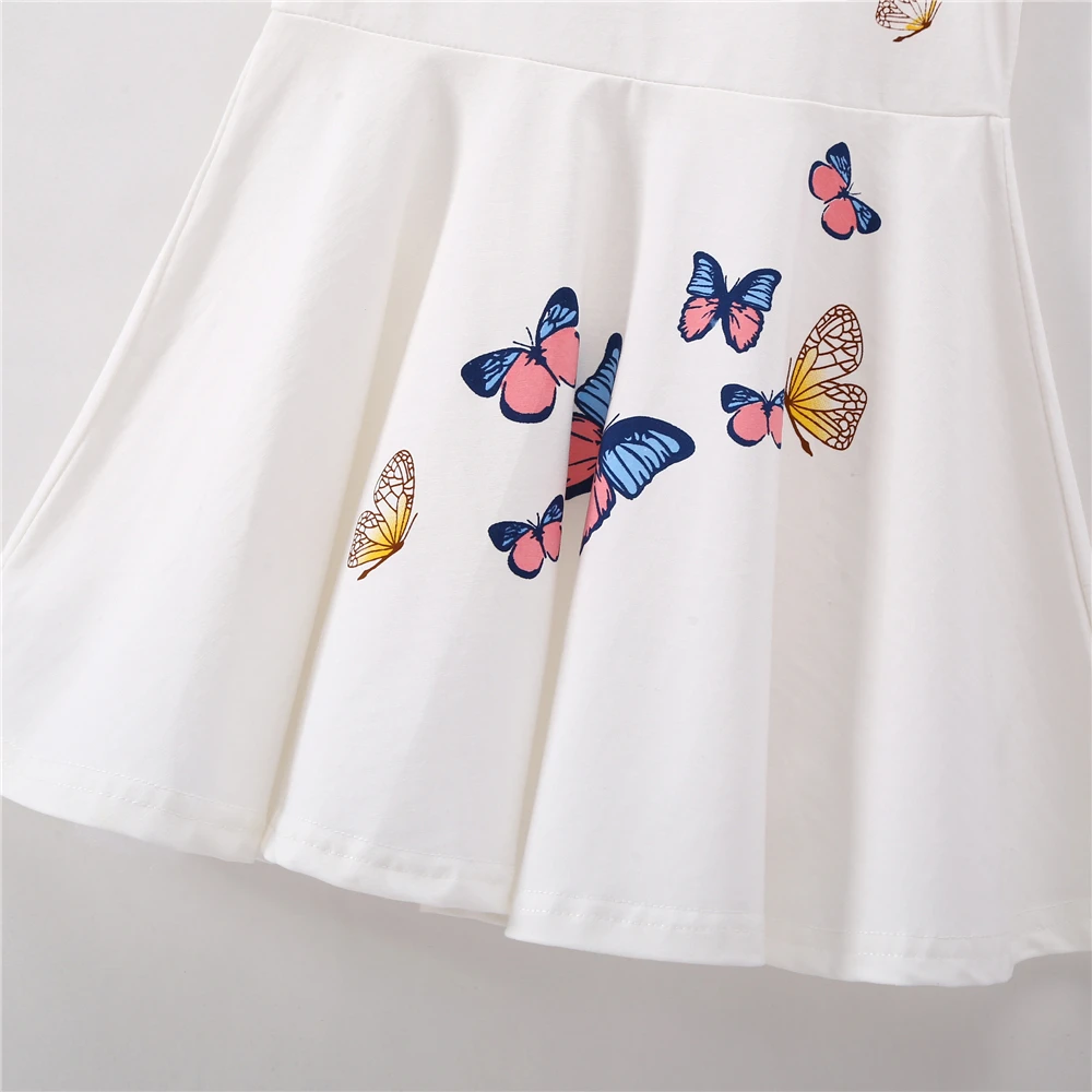 Детские платья для девочек от 2 до 7 лет Летнее белое платье принцессы на день рождения одежда из хлопка для малышей Детское платье с бабочками без рукавов