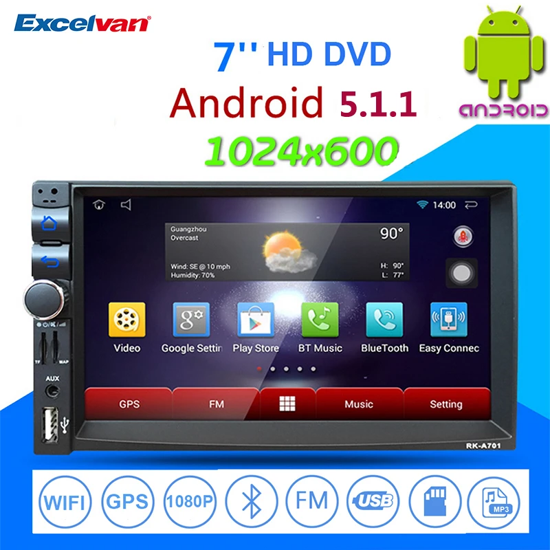 7 font b Car b font Radio Media Player Android 5 1 1 Quad core Bluetooth