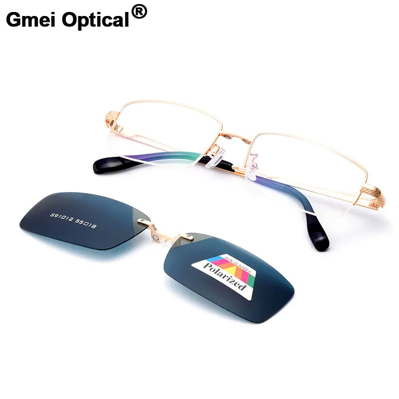 Gmei Optical S91012 Polarized Clip On Eyeglasses Frame Alloy