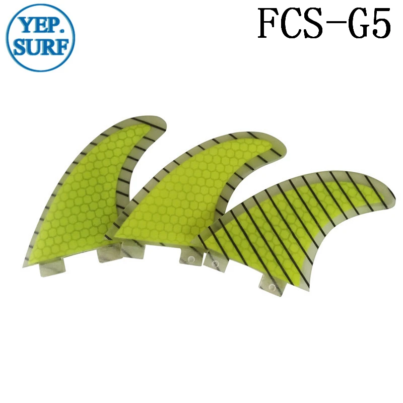 Плавники для серфинга FCS Fin G5 желтый без логотипа стекловолокно сотовые плавники SUP доска для серфинга FCS в серфинге