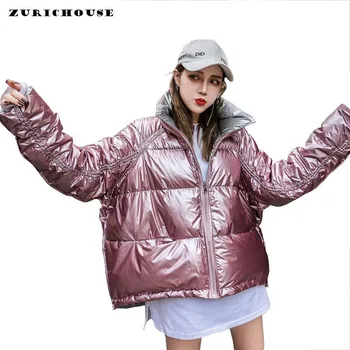 

ZURICHOUSE Glossy Winter Down Jacket Women Oversized 2020 Fashion Loose Warm Cotton Padded Parka Outwear Female Waterproof Coats