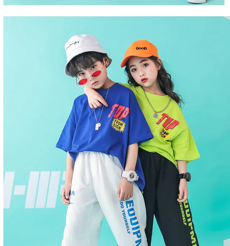 Children's clothing for boys Girls Set summer 2019 hip hop streetwear t shirt pants Childhood clothes summer clothes for kids girl (12)