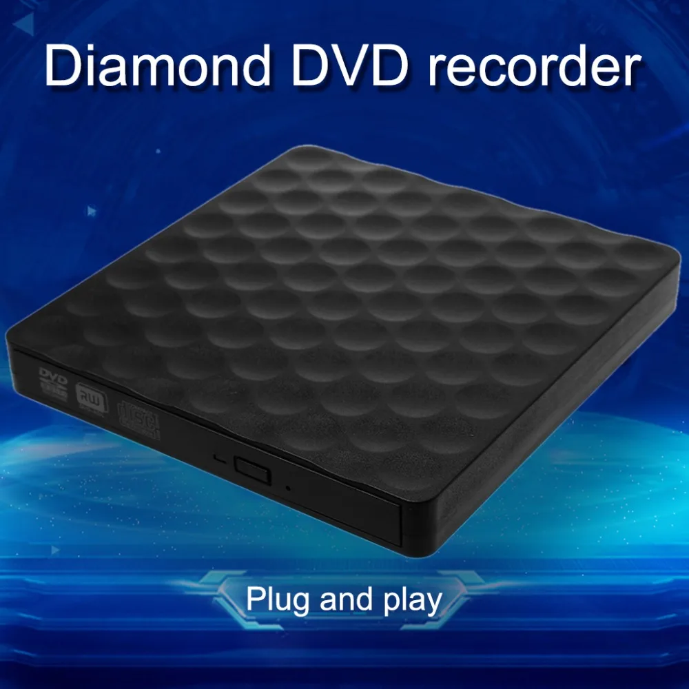 Ulra-slim USB 3.0 External CD DVD-RW Drive Rom Rewriter Burner Writer 5Gbps Date Transfer 14.8x14.2x1.8cm for Laptop Desktops