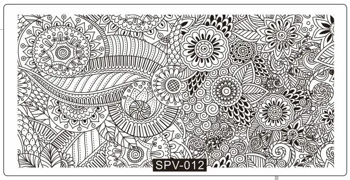 1 шт. черный кружевной цветок штамповки пластины-шаблоны различной формы изображения прямоугольный, для нейл-арта штамп пластины маникюрные трафареты инструмент SPV