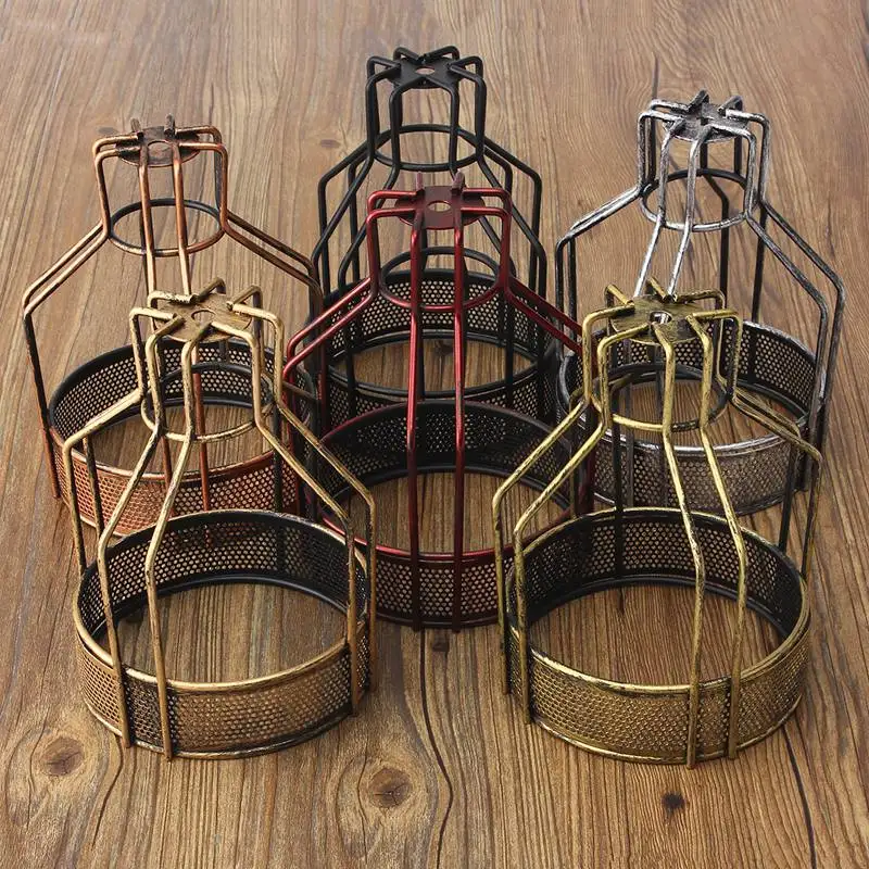 

140x200mm Edison Iron Retro Vintage Ceiling Hanging Light Fitting Lamp Bulb Guard Wire Cage Bar Cafe Decor Lampshade Lamp Base