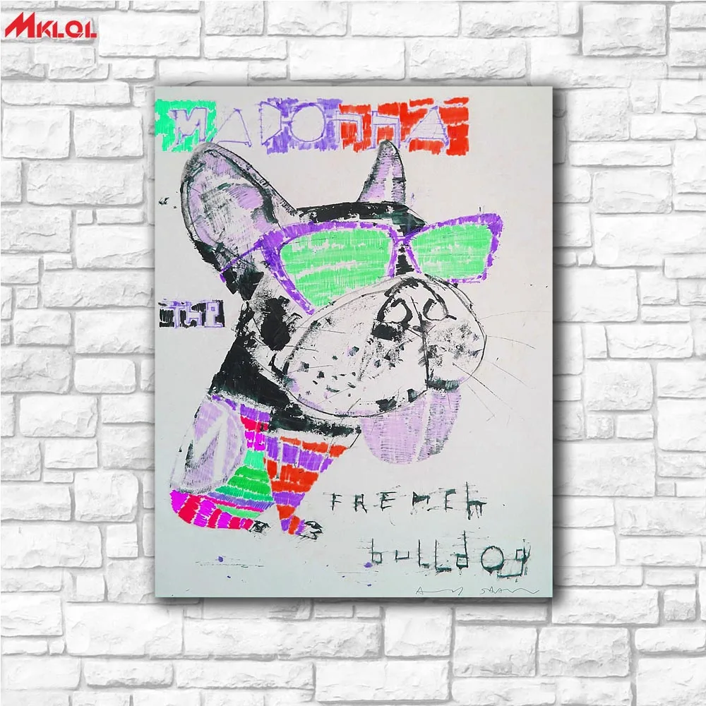 Большой Wall Art в стиле хип хоп для собак Картина на холсте Гостиная украшения дома