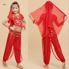 Детский комплект для танца живота, тренировочная одежда, детские костюмы для девочек, национальная танцевальная одежда, индийский танец, сценическая одежда